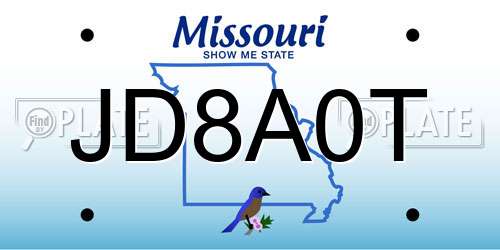 JD8A0T Missouri License Plate