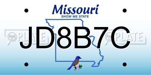 JD8B7C Missouri License Plate