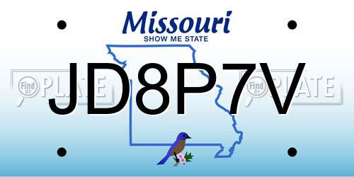 JD8P7V Missouri License Plate