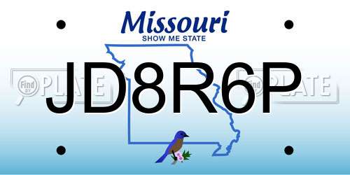 JD8R6P Missouri License Plate
