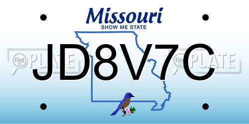 JD8V7C Missouri License Plate