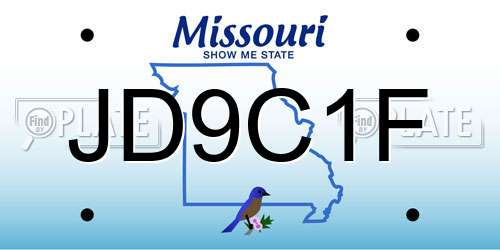 JD9C1F Missouri License Plate