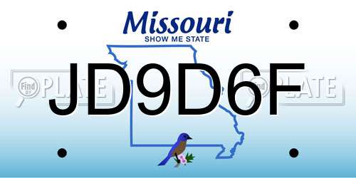 JD9D6F Missouri License Plate