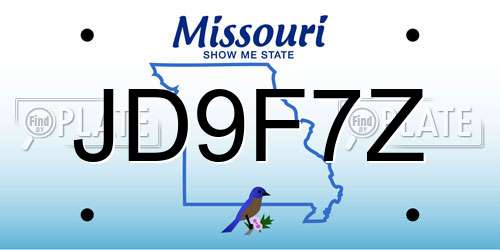 JD9F7Z Missouri License Plate