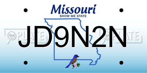 JD9N2N Missouri License Plate