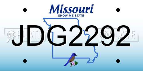 JDG2292 Missouri License Plate
