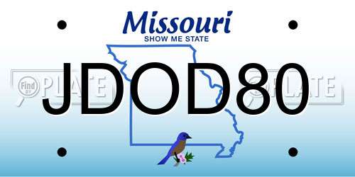 JDOD80 Missouri License Plate