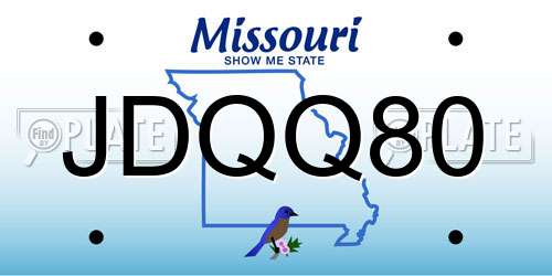 JDQQ80 Missouri License Plate