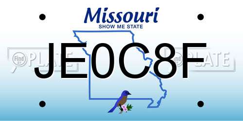 JE0C8F Missouri License Plate