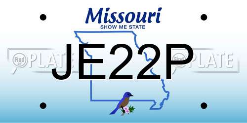JE22P Missouri License Plate