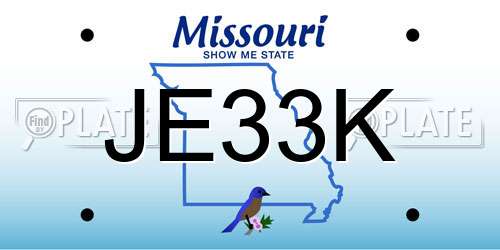 JE33K Missouri License Plate