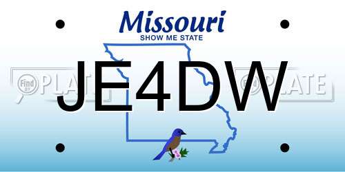 JE4DW Missouri License Plate