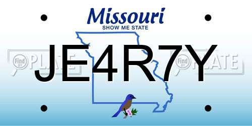 JE4R7Y Missouri License Plate