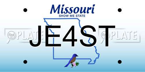JE4ST Missouri License Plate