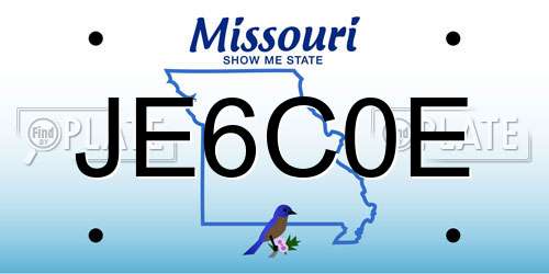 JE6C0E Missouri License Plate