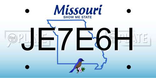 JE7E6H Missouri License Plate