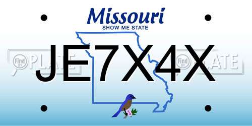 JE7X4X Missouri License Plate