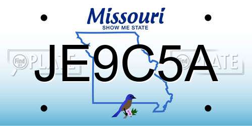 JE9C5A Missouri License Plate