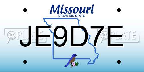 JE9D7E Missouri License Plate