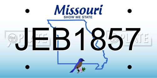 JEB1857 Missouri License Plate