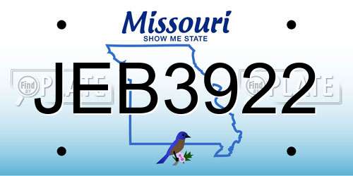 JEB3922 Missouri License Plate