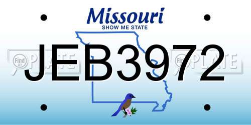 JEB3972 Missouri License Plate