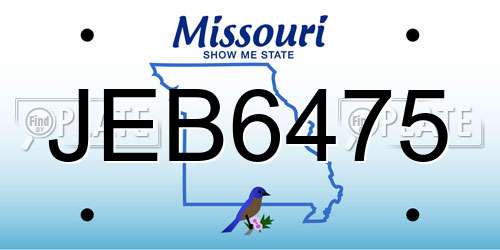 JEB6475 Missouri License Plate