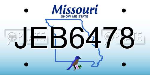 JEB6478 Missouri License Plate