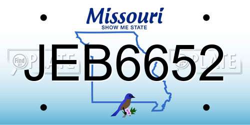 JEB6652 Missouri License Plate