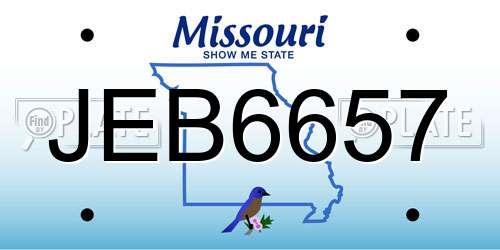 JEB6657 Missouri License Plate