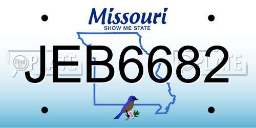 JEB6682 Missouri License Plate
