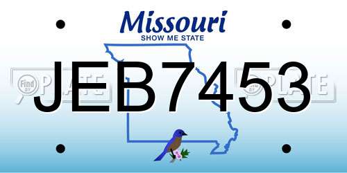 JEB7453 Missouri License Plate