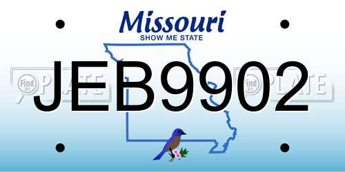 JEB9902 Missouri License Plate