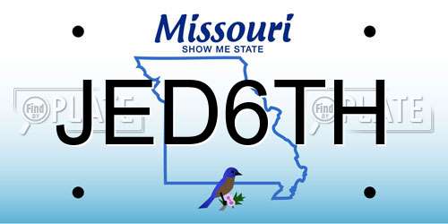 JED6TH Missouri License Plate