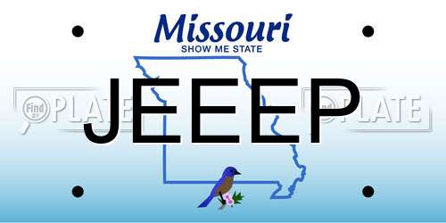 JEEEP Missouri License Plate