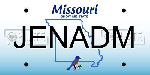 JENADM Missouri License Plate