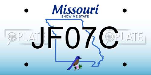 JF07C Missouri License Plate