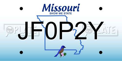 JF0P2Y Missouri License Plate