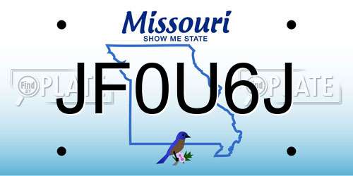 JF0U6J Missouri License Plate