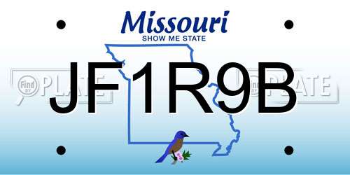 JF1R9B Missouri License Plate