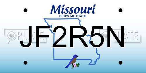 JF2R5N Missouri License Plate