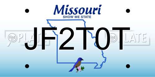 JF2T0T Missouri License Plate