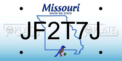 JF2T7J Missouri License Plate