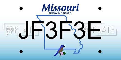 JF3F3E Missouri License Plate
