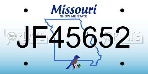 JF45652 Missouri License Plate
