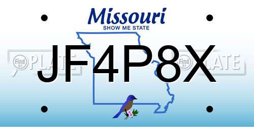 JF4P8X Missouri License Plate
