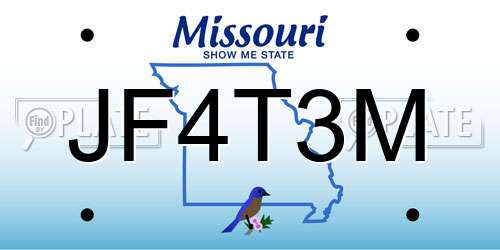 JF4T3M Missouri License Plate