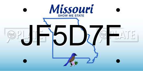JF5D7F Missouri License Plate