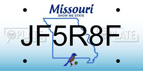 JF5R8F Missouri License Plate