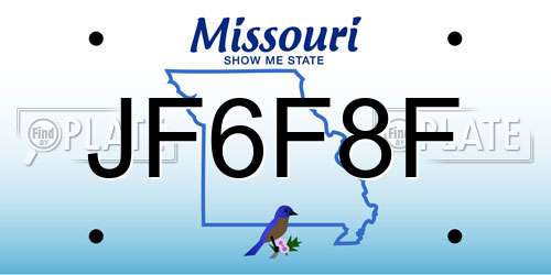 JF6F8F Missouri License Plate